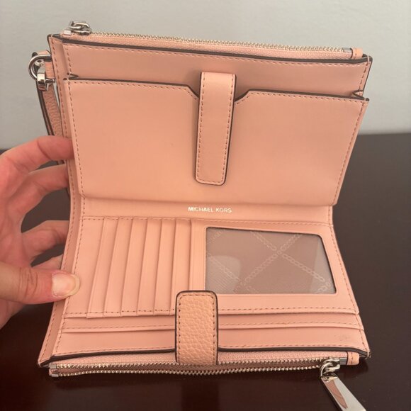 Michael Kors Adele Blush Pink Leather Smartphone Wristlet Wallet - Picture 7 of 8